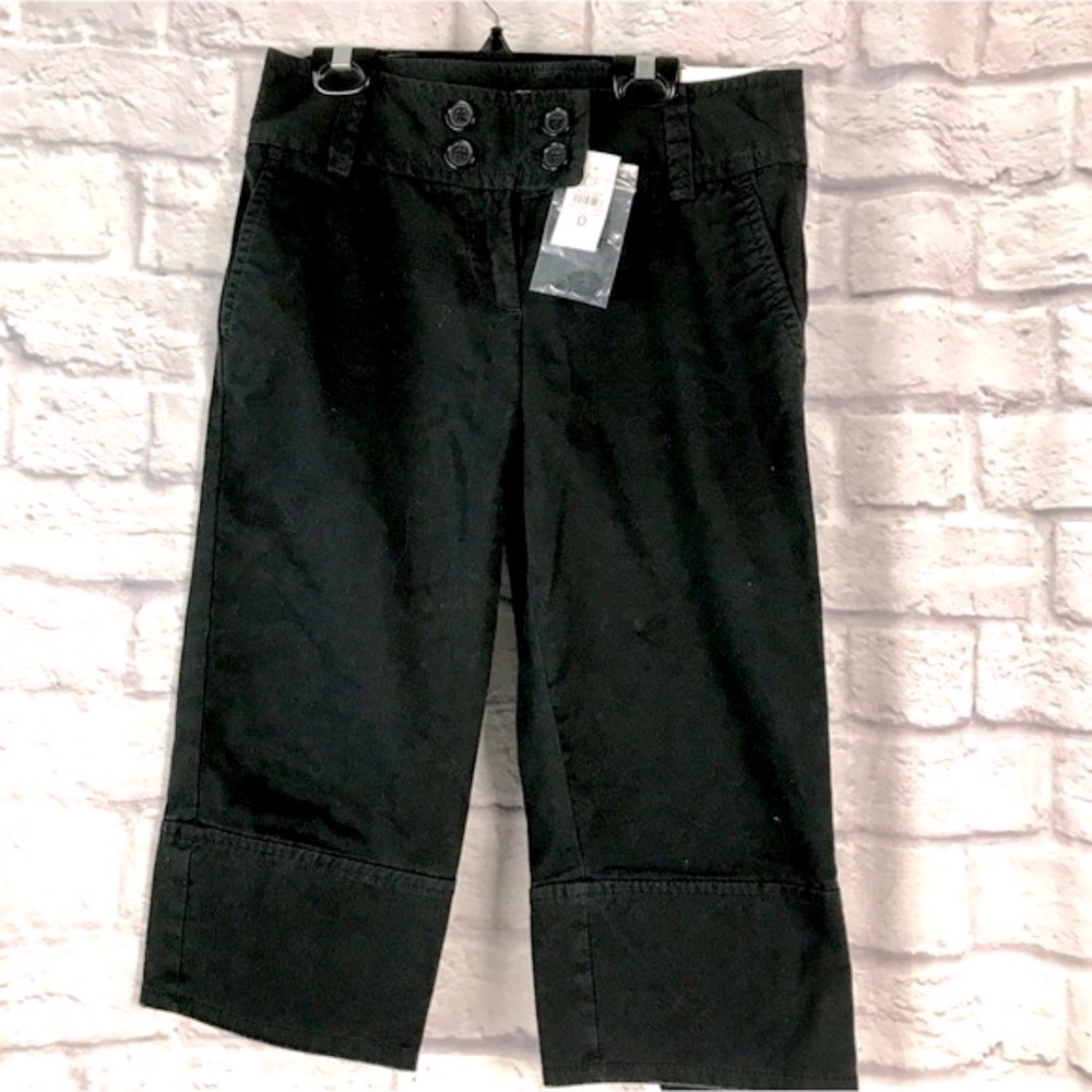 LOFT Kick Crop Marisa Fit Stretch Jean Black‎ Grommet Cuff
